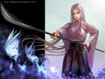  ga-rei_zerio ga-rei_zero isayama_mei japanese_clothes jasmine_t long_hair naginata polearm very_long_hair weapon 