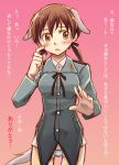  birthday blush brown_eyes brown_hair dog_ears dog_tail gertrud_barkhorn military military_uniform niina_ryou panties solo strike_witches tail translated translation_request twintails underwear uniform 