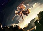  amanohana broom broom_riding broomstick canyon cloud clouds highres kirisame_marisa sky smile solo touhou 