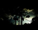  cloud clouds night pole power_lines sarugetty scenery shadow shimei_jien silhouette traffic_light traffic_lights wires 