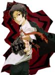  adachi_tohru ark1118 bad_id foreshortening gun male necktie persona persona_4 weapon 