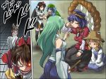  anger_vein buront crazy elf elvaan final_fantasy final_fantasy_xi hakurei_reimu hat kawashiro_nitori kochiya_sanae moriya_suwako mr_pavlov pointy_ears shameimaru_aya smile the_iron_of_yin_and_yang thighhighs tomotsuka_haruomi touhou yasaka_kanako 