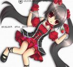  black_hair dress frills gloves gothic_lolita ichika kooh lace lolita_fashion long_hair pangya red_eyes ribbons twintails 