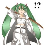  bad_id green_eyes green_hair hatsune_miku long_hair sarashi sword toobane twintails very_long_hair vocaloid weapon 