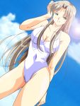  long_hair one-piece one-piece_swimsuit silver_hair sky swimsuit 