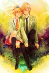  ashihara_chihiro closed_eyes couple flower hand_holding harukanaru_toki_no_naka_de_4 holding_hands nature necktie school_uniform xxnicol 