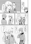  3girls assam comic darjeeling girls_und_panzer graphite_(medium) greyscale kuromorimine_military_uniform long_sleeves looking_at_another monochrome multiple_girls nishizumi_maho open_mouth page_number sample smile st._gloriana&#039;s_school_uniform thought_bubble torinone traditional_media translation_request 