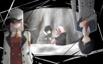  1boy 1girl absurdres black_cloak black_hair blue_eyes cloak closed_eyes coat couple darling_in_the_franxx fur_trim green_eyes grey_coat hand_holding hand_on_own_chest hat highres hiro_(darling_in_the_franxx) hood hooded_cloak horns koki_1009 long_hair looking_at_another military military_uniform necktie oni_horns open_clothes open_coat orange_neckwear parka peaked_cap pink_hair red_horns red_neckwear red_pupils red_sclera red_skin seiza short_hair sitting snow spoilers uniform upside-down white_coat winter_clothes winter_coat younger zero_two_(darling_in_the_franxx) 
