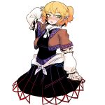  1girl blush detached_sleeves green_eyes highres mizuhashi_parsee no_legs pigeoncrow pointy_ears scratching_head short_hair solo touhou 
