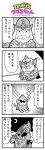  1boy 4koma :3 armor beard bkub character_request closed_eyes comic crescent_moon crying emphasis_lines facial_hair greyscale hat helmet highres ip_police_tsuduki_chan kneeling mecha monkey monochrome moon night sd_gundam_gaiden shouting simple_background single_tear sky speech_bubble star_(sky) starry_sky sunglasses talking translation_request two-tone_background 