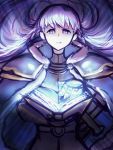  1girl armor blue_eyes cape fire_emblem fire_emblem:_fuuin_no_tsurugi fire_emblem_heroes long_hair looking_at_viewer open_mouth phiphi-au-thon purple_hair sofiya solo very_long_hair violet_eyes zephiel 