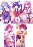  1boy 4girls angel_wings animal_ears bare_shoulders blue_eyes blue_hair blush boots bow bowtie breasts brooch brown_eyes cape chocho_(homelessfox) cleavage clothes_writing collar commentary crown dog_ears dog_tail dress fake_animal_ears fake_tail feathered_wings fox_ears fox_tail frown gloves gradient_hair grin hairband hatsuse_izuna japanese_clothes jewelry jibril_(no_game_no_life) kimono large_breasts long_hair low_wings messy_hair midriff multicolored multicolored_eyes multicolored_hair multiple_girls navel no_game_no_life open_mouth paw_pose pink_hair purple_hair redhead saliva school_uniform serafuku shiro_(no_game_no_life) shirt short_hair short_kimono sideboob slit_pupils smile sora_(no_game_no_life) spiky_hair stephanie_dora t-shirt tail tattoo teeth thigh-highs very_long_hair violet_eyes white_wings wing_ears wings yellow_eyes 