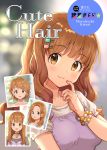  1girl :3 :d alternate_hair_length alternate_hairstyle bracelet brown_eyes cat_hair_ornament character_name closed_mouth collarbone commentary_request cover cross cross_necklace earrings eyebrows_visible_through_hair fake_cover fake_magazine_cover gothic hair_ornament hairpin idolmaster idolmaster_cinderella_girls jewelry long_hair makeup messy_hair moroboshi_kirari nail_polish necklace nishizawa open_mouth orange_hair pearl_bracelet short_hair short_sleeves smile solo straight_hair translation_request undershirt 