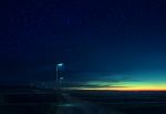  blue_sky commentary_request highres horizon lamppost mks night night_sky no_humans original outdoors road scenery sky star_(sky) starry_sky sunset 