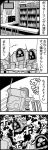  +++ 4koma backpack bag bar bkub bottle bow cabinet chair closed_curtains comic cup drinking_glass explosion greyscale highres ip_police_tsuduki_chan monochrome mug robot shot_glass simple_background single_tear sitting soukou_kihei_votoms speech_bubble speed_lines table talking television translation_request two-tone_background 