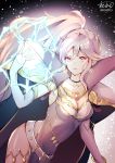  1girl atoatto belt breasts cape cleavage collar fire_emblem fire_emblem:_seisen_no_keifu fire_emblem:_thracia_776 ishtar_(fire_emblem) jewelry large_breasts lightning long_hair magic necklace pauldrons ponytail purple_hair side_ponytail sidelocks solo violet_eyes 