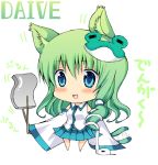  :3 =_= animal_ears bad_id blue_eyes blush cat_ears cat_tail chibi chopsticks daive detached_sleeves fang frog green_hair hair_ornament happy japanese_clothes kemonomimi_mode kochiya_sanae long_hair miko open_mouth short_hair simple_background skirt snake solo tail tail_wagging touhou 