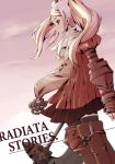  armored_dress axe blonde_hair boots hama_chon radiata_stories ridley_silverlake skirt title_drop twintails weapon 