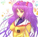  clannad hair_bobbles hair_ornament ichinose_kotomi long_hair purple_eyes purple_hair school_uniform suzuha_suzu twintails violet_eyes 