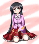 black_hair houraisan_kaguya japanese_clothes kimono kneeling long_hair sitting skirt touhou