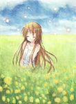 clannad closed_eyes flower girl_from_the_illusionary_world highres long_hair mizuki_riyu sparkle 