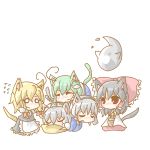  bad_id black_hair blonde_hair braid cat_ears cat_tail chibi detached_sleeves doromizu frog ghost hairband hakurei_reimu hat hitodama izayoi_sakuya kemonomimi_mode kirisame_marisa kochiya_sanae konpaku_youmu konpaku_youmu_(ghost) myon short_hair silver_hair tail touhou twin_braids 