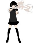  black_hair gloves highres kozaki_yusuke kozaki_yuusuke scarf school_uniform short_hair skirt sweater_vest thigh-highs thighhighs zettai_ryouiki 