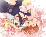  cherry_blossoms clannad closed_eyes dango dango_daikazoku flower furukawa_nagisa school_uniform short_hair summer_uniform yoshi_92 