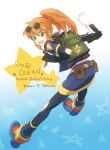  bag brown_hair character_name fang glasses gloves green_eyes highres looking_back pantyhose playstation_portable ponytail precis_neumann psp skirt star star_ocean star_ocean_the_second_story sunglasses title_drop 