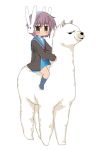  bad_id brown_eyes cardigan llama nagato_yuki prinz_luzifer rabbit_headphones riding school_uniform short_hair silver_hair suzumiya_haruhi-chan_no_yuuutsu suzumiya_haruhi_no_yuuutsu 