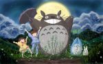  1920x1200 cloud clouds fireflies ghibli highres kusakabe_mei kusakabe_satsuki moon night_sky pajamas plant sky star star_(sky) starry_sky studio_ghibli tonari_no_totoro totoro tree umbrella wallpaper wind_lift 