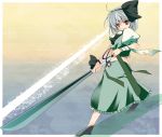  konpaku_youmu ribbon silver_hair skirt sword touhou weapon 
