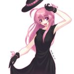  dress gloves hat long_hair pink_hair 