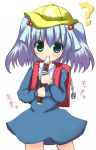  backpack bag blue_hair child hair_bobbles hair_ornament hat instrument kawashiro_nitori randoseru recorder touhou tsunono 