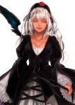  bad_id breasts closed_eyes dress frills hairband highres rozen_maiden silver_hair suigintou sword weapon wings 
