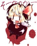  ascot bad_id black_dress blonde_hair chibi dress hair_ribbon highres mk open_mouth outstretched_arms ribbon rumia short_hair solo spread_arms touhou |_| 