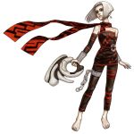  bare_shoulders black_eyes chain chains detached_sleeves dress earrings elbow_gloves feet flat_chest gloves gun jewelry official_art orta pale_skin panzer_dragoon panzer_dragoon_orta scarf sega short_hair silver_hair simple_background tube_dress weapon 