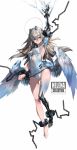  1girl android blue_eyes chains exposed highres leotard low_wings mechanical_parts mivit original tagme wings 