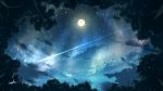  alu.m_(alpcmas) bird blue clouds dark forest moon moonlight nature night night_sky no_humans original scenery signature sky star_(sky) starry_sky 