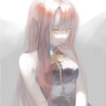  1girl adapted_costume bare_shoulders blurry brooch china_dress chinese_clothes dress eyelashes green_eyes highres jewelry lips long_hair looking_down looking_to_the_side megurine_luka muted_color pink_hair satomatoma simple_background sleeveless sleeveless_dress solo upper_body vocaloid 