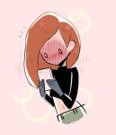  1girl black_skirt blush cellphone dear-cotton-candy full-face_blush highres kim_possible kimberly_ann_possible long_hair long_sleeves orange_hair phone skirt smartphone solo toon 