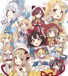  &gt;_&lt; 6+girls :d :o animal_ears animal_hood apron arm_up bangs basket beige_dress beige_hat beret black_bow blonde_hair blue_bow blue_dress blue_eyes blue_flower blue_hair blue_hairband blue_ribbon blue_shirt blush book bow braid brown_eyes brown_hair bunny_hood capelet cat_ears cat_hood closed_eyes closed_mouth collarbone collared_shirt commentary_request crescent crescent_hair_ornament curled_horns dress elbow_rest eyebrows_visible_through_hair eyes_visible_through_hair flower frilled_apron frills gloves green_eyes hair_between_eyes hair_bow hair_flower hair_ornament hair_over_one_eye hairband hand_to_own_mouth hat highres holding holding_basket hood hood_up hooded_capelet horns japanese_clothes jewelry kimono light_brown_hair long_hair looking_at_viewer minigirl multiple_girls necklace off-shoulder_dress off_shoulder open_book open_mouth original own_hands_together parted_lips pearl_necklace pink_skirt pocket_watch puffy_short_sleeves puffy_sleeves rabbit_ears red_capelet red_footwear red_kimono red_ribbon ribbon sakura_oriko shirt short_hair short_sleeves silver_hair simple_background single_braid skirt sleeveless sleeveless_dress sleeves_past_fingers sleeves_past_wrists smile striped striped_legwear thigh-highs tiara twin_braids vertical-striped_legwear vertical_stripes very_long_hair watch white_apron white_flower white_gloves white_shirt wide_sleeves xd yellow_bow yellow_skirt 