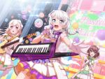  bang_dream! blue_eyes dress group keyboard long_hair singing wakamiya_eve white_hair 