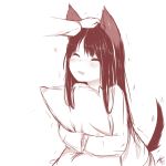  animal_ears artist_name blush closed_eyes commentary drooling english_commentary highres hug long_hair long_sleeves monochrome object_hug open_mouth original petting signature sketch tail tail_raised tail_wagging teriibol trembling wolf_ears wolf_girl wolf_tail 