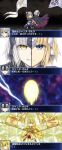  2girls back-to-back blonde_hair blue_eyes braid cape chibi cut-in dialogue_box dual_wielding fake_screenshot fate/grand_order fate_(series) flag fur_trim fusion grin highres jeanne_d&#039;arc_(alter)_(fate) jeanne_d&#039;arc_(fate) jeanne_d&#039;arc_(fate)_(all) miyubi_shigi multiple_girls parody sd_gundam_gaiden smile super_robot_wars super_robot_wars_bx yellow_eyes 