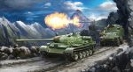  armored_vehicle btr-40 cliff clouds ground_vehicle military military_vehicle motor_vehicle mountain no_humans original ost02 rock sky soviet_union t-55 tank 