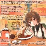  5girls animal black_hair brown_eyes brown_hair colored_pencil_(medium) commentary_request curry curry_rice dated food hamster haruna_(kantai_collection) hiei_(kantai_collection) holding holding_spoon hyuuga_(kantai_collection) kantai_collection kirisawa_juuzou kirishima_(kantai_collection) kongou_(kantai_collection) long_hair multiple_girls non-human_admiral_(kantai_collection) numbered revision rice short_hair smile spoon thumbs_up traditional_media translation_request twitter_username 