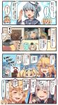  +++ 4koma 6+girls :d =_= ? black_hat blonde_hair blue_eyes blue_hair blue_sailor_collar blush braid brown_gloves brown_hair closed_eyes comic commentary_request crown dixie_cup_hat double_bun facial_scar fang french_braid gambier_bay_(kantai_collection) gangut_(kantai_collection) gloves hair_ornament hairclip hat highres holding holding_phone ido_(teketeke) iowa_(kantai_collection) kantai_collection long_hair long_sleeves military_hat mini_crown multiple_girls no_hat no_headwear one_eye_closed open_mouth peaked_cap phone red_eyes red_shirt remodel_(kantai_collection) sailor_collar samuel_b._roberts_(kantai_collection) scar school_uniform serafuku shaded_face shirt short_hair smile speech_bubble spoken_question_mark tashkent_(kantai_collection) thought_bubble translation_request twintails warspite_(kantai_collection) white_hair white_hat 