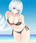  1girl absurdres bikini blue_eyes breasts collarbone eyebrows_visible_through_hair hamakaze_(kantai_collection) harmhaunters highres kantai_collection looking_at_viewer short_hair solo standing swimsuit thighs 