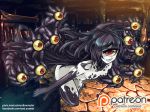  1girl cyclops extra_eyes facebook_username gazer_(monster_girl_encyclopedia) grin long_hair looking_at_viewer monster_girl monster_girl_encyclopedia one-eyed patreon_username pixiv_username red_eyes sharp_teeth smile solo sud_(sudea) teeth tentacle 